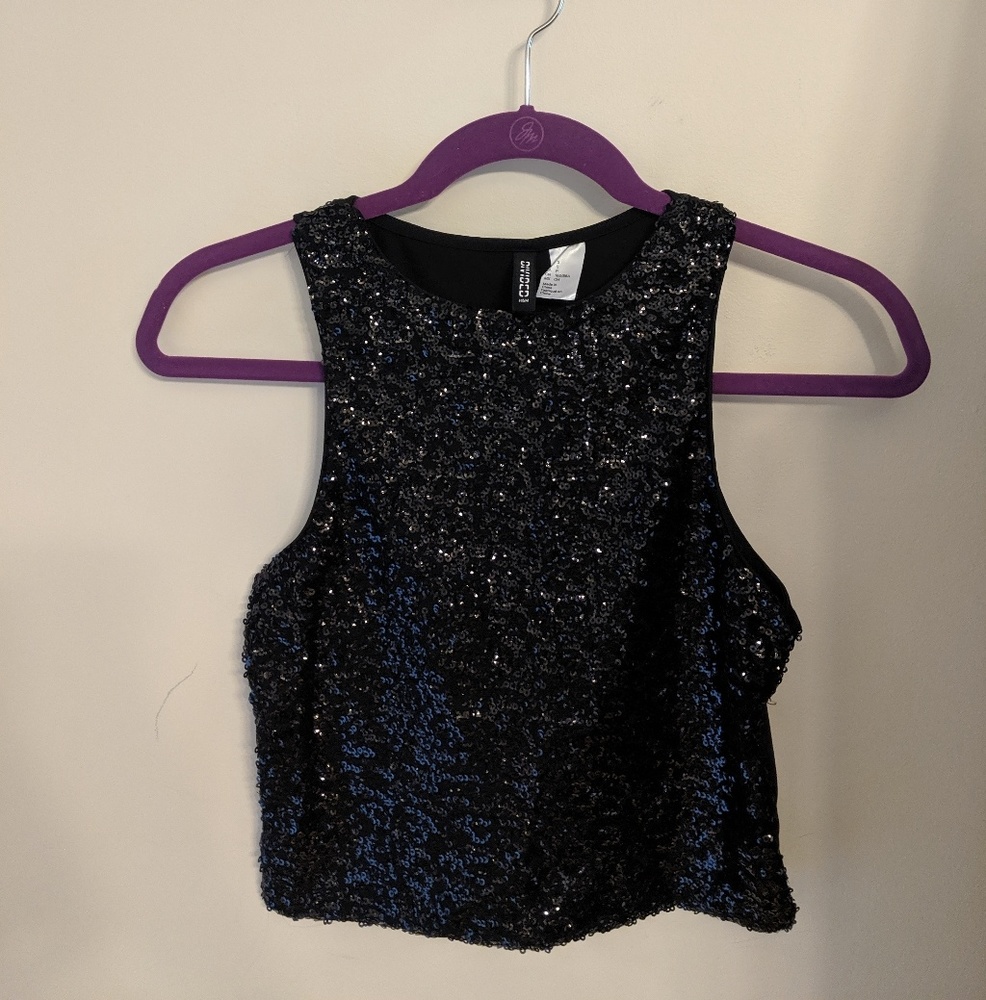 Black sequin crop top